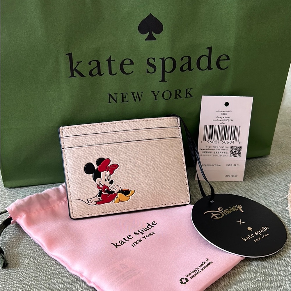 Kate Spade Disney Mickey Mouse Card Holder in Cream and Red